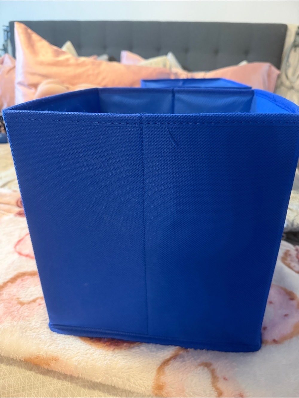 Blue Fabric Drawer Storage Bin with Gold Grommet - Picture 4 of 6